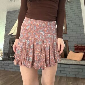 Rose and paisley mini skirt